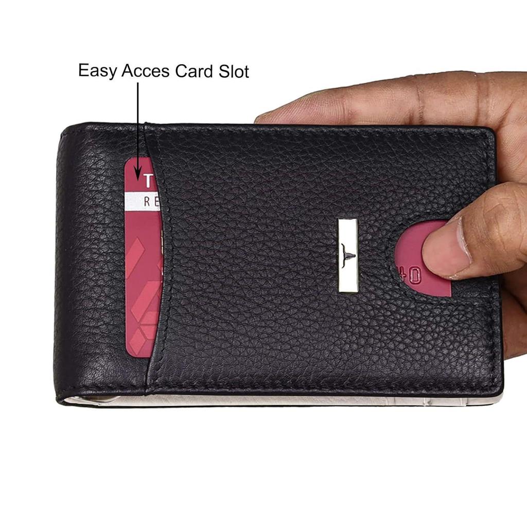 Eddy Schwarz/Sand Geldscheinklammer Lederbrieftasche für Herren