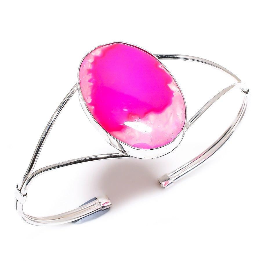 

Pink Solar Quartz Gemstone Gift Cuff Jewelry Bracelet AdjustableSR-931