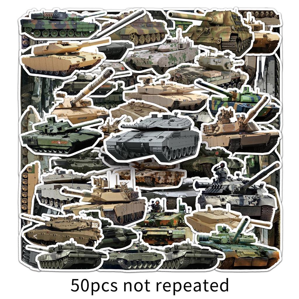 50 Waterproof No-Trace Tank Stickers: Military Weapons & Cool Epoxy Designs for Cars and Motorcycles.