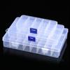 Transparent Plastic Storage Organizer with 15, 10, & 24 Compartments - Ideal for Jewelry & Tools