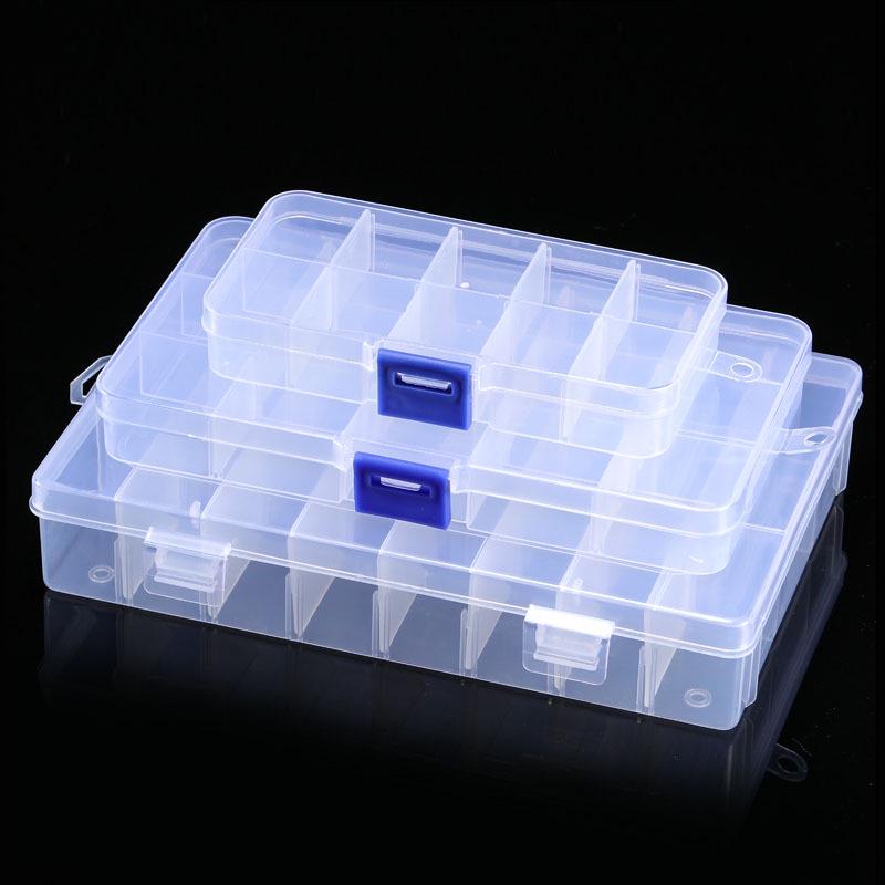 

Transparent Plastic Storage Organizer with 15, 10, & 24 Compartments - Ideal for Jewelry & Tools 10-compartment Small (13.2*7.2*2.3 cm)