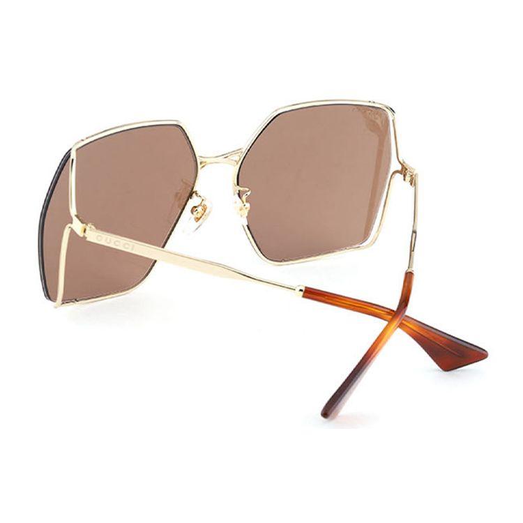 Gucci Herringbone Hollow Large Frame Irregular Square Sunglasses Unisex Sunglasses GG0817S-002