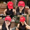 Peaked Hat Red Baseball Cap Amis Letter Pattern Soft Top Adjustable Breathable