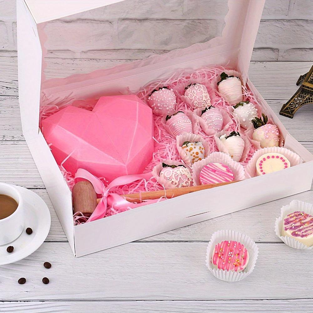 10pcs Rectangle Treat Boxes with Window White Gift Packing Box Auto-Popup Gift Box for Christmas New Year Parties Weddings Anniversaries Parties