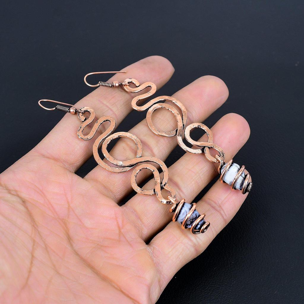 Designer Copper Earrings, Handmade Gemstone Earrings Jewelry, Gifts For Wife Brand New Earrings