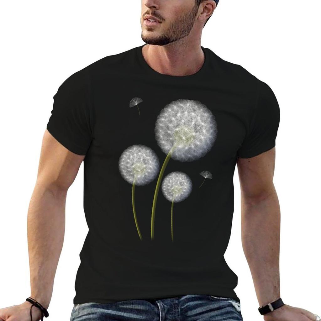 Trio of Dandelions Minimalist Nature Art TShirt Casual Trendy Streetwear Tee Shirt
