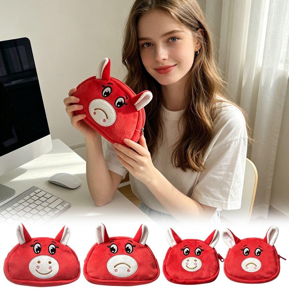 Large Capacity Pencil Case Plush Stationery Pouch Cartoon Earphone Pouch Stationery Organizer
