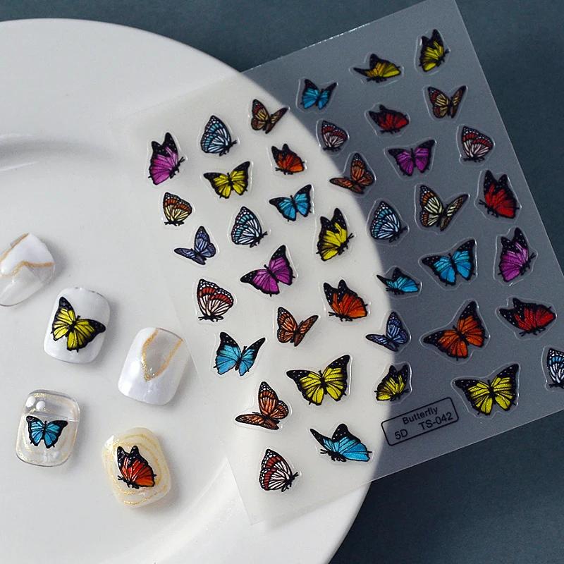1 Piece 5D Chic Dragonfly Insect Butterfly Nail Sticker Retro Totem Nail Art Decoration Sticker Shape Nail Art Decal