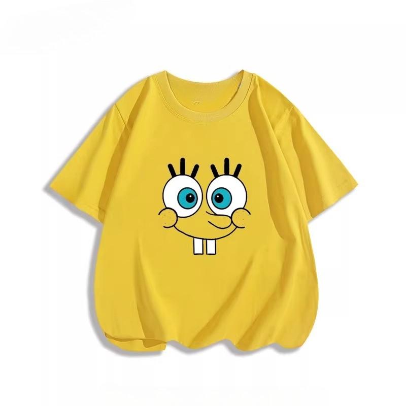 Potdemiel Summer SpongeBob SquarePants Pure Polyester Children's T-Shirt, Comfortable and Breathable, Suitable for Boys and Girls.