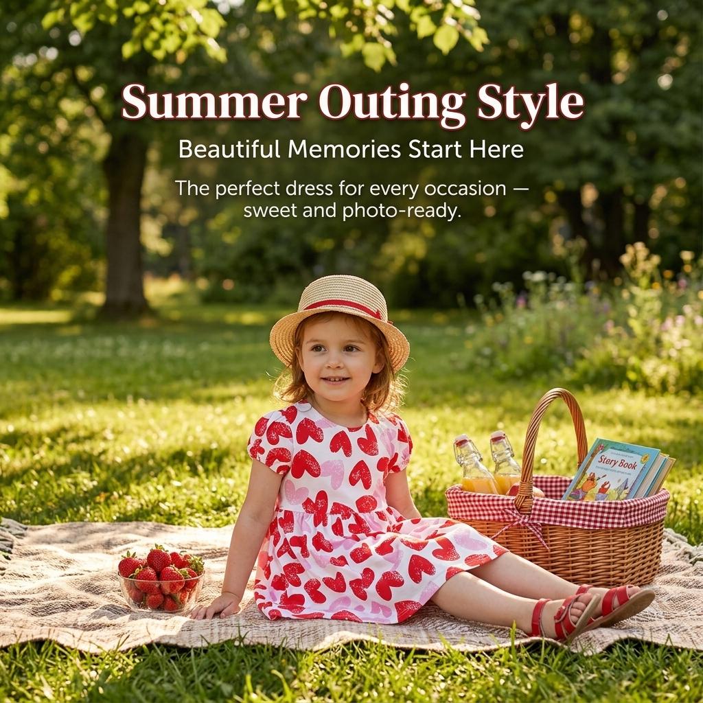 Girls' Summer Dress New Style Short-Sleeved Princess Dress With Print For Young Children