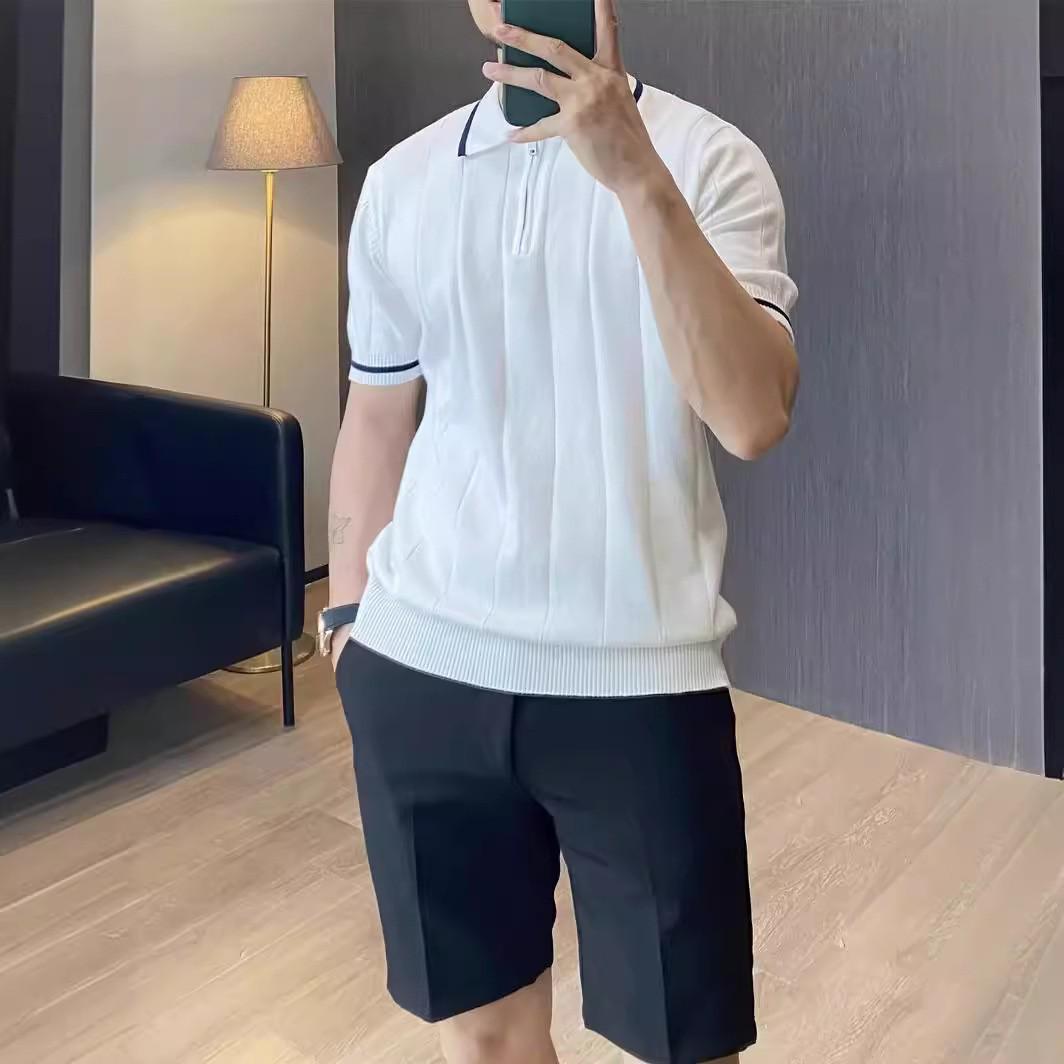 

Трендовая мужская драпированная рубашка-поло с бисером, отворотом и цветовым блоком 3XL