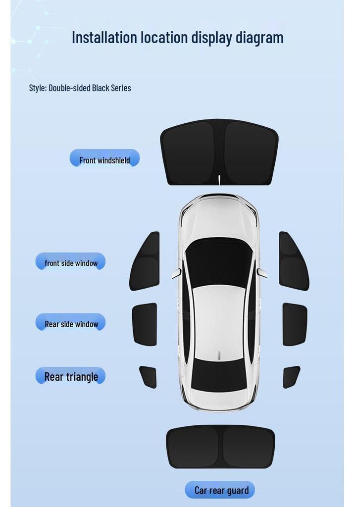 Denza 25 N8L Car Window Sunshade: Heat Insulation, Sun Protection, Privacy, Opaque Camping Shield