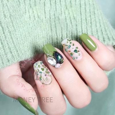 MT Nagelteile Set Grün Gold Nagelmaterialien Nagelzubehör Nagelteile Sammlung Gel-Nagelteile