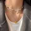Design Sensation Sand Gold Color Ball Pendant Necklace For Women Pulling Adjustment Chain Neck Chain Fashion Jewelry Accessories
