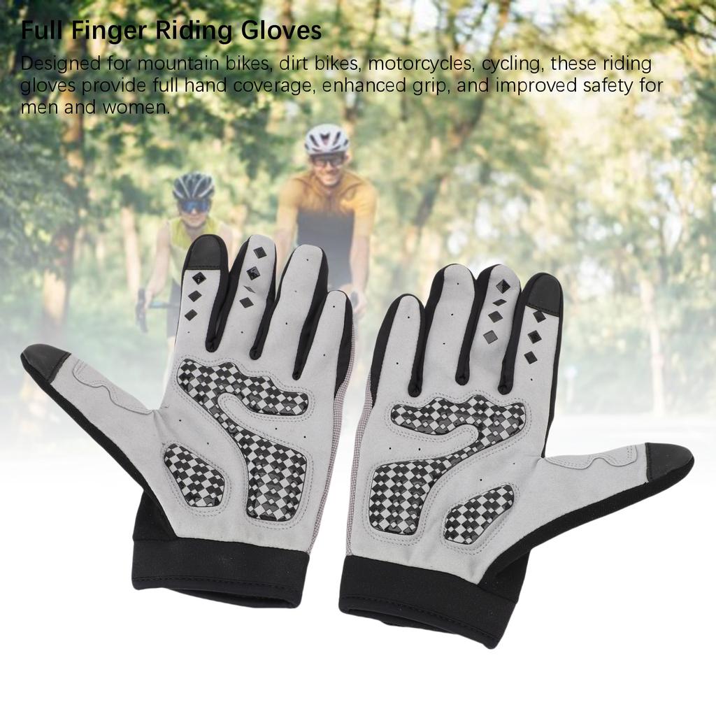 Full Finger Cycling Gloves Touch Screen Mountain Bike Gloves for Men Women Motorcycle Electric Scooter Anti Slip Shock Absorbing XL Grey