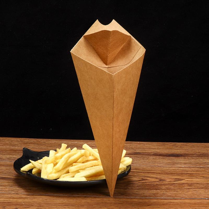 50Pcs French Fries Box Cone Chips Ketchup Cup Fast Food Restaurant Take-Out Disposable Food Paper Package