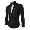 Men Slim Fit Long Sleeve Button Down Dress Shirt Contrast Detail Pocket Formal Business Wedding Shirt