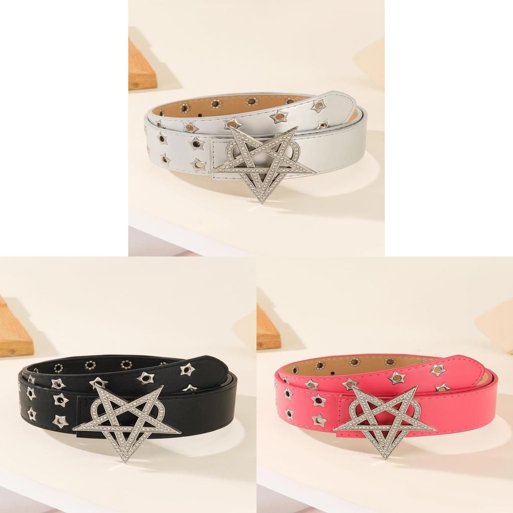Rose Pink Water Drill Rivet Belt With Alloy Buckle For Fashionistas And Trendy Outfits