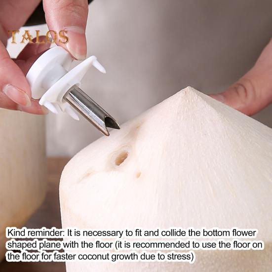 3-teiliger Kokosnuss-Lochstanzer, kompakt, langlebig, Edelstahl, leicht zu verstauen, einfache Bedienung, wiederverwendbarer Kokosnussöffner