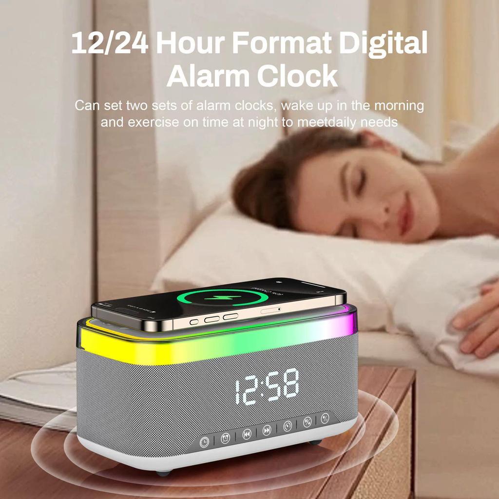 A911 Multi-Function Smart Speaker: Night Light, Digital Clock with Alarm, Wireless Charging, Bluetooth Speaker (S300).