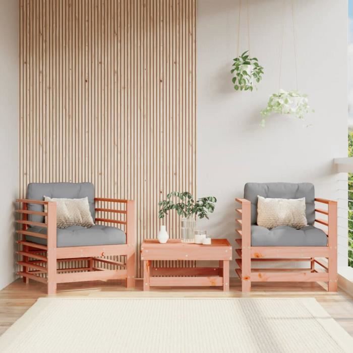 VidaXL Chaises de jardin avec coussins lot de 2 bois massif douglas 825679