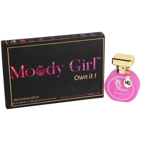 Moody Girl Zealous Luxury Perfume 20ml + Pocket Perfume Gift Set Pack of 5 (3ml Each) Vanilla, Gourmand, Nuts & Caramel Musky 24hr Long Lasting
