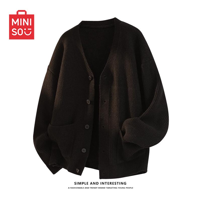 

MINISO Men s Retro V-Neck Knit Cardigan XL