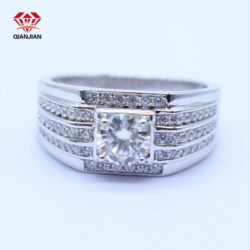 Gropshipping Elegant VVS Moissanite Round Diamond Custom 1ct Ring Sets Fashion Jewelry 925 Silver for Men