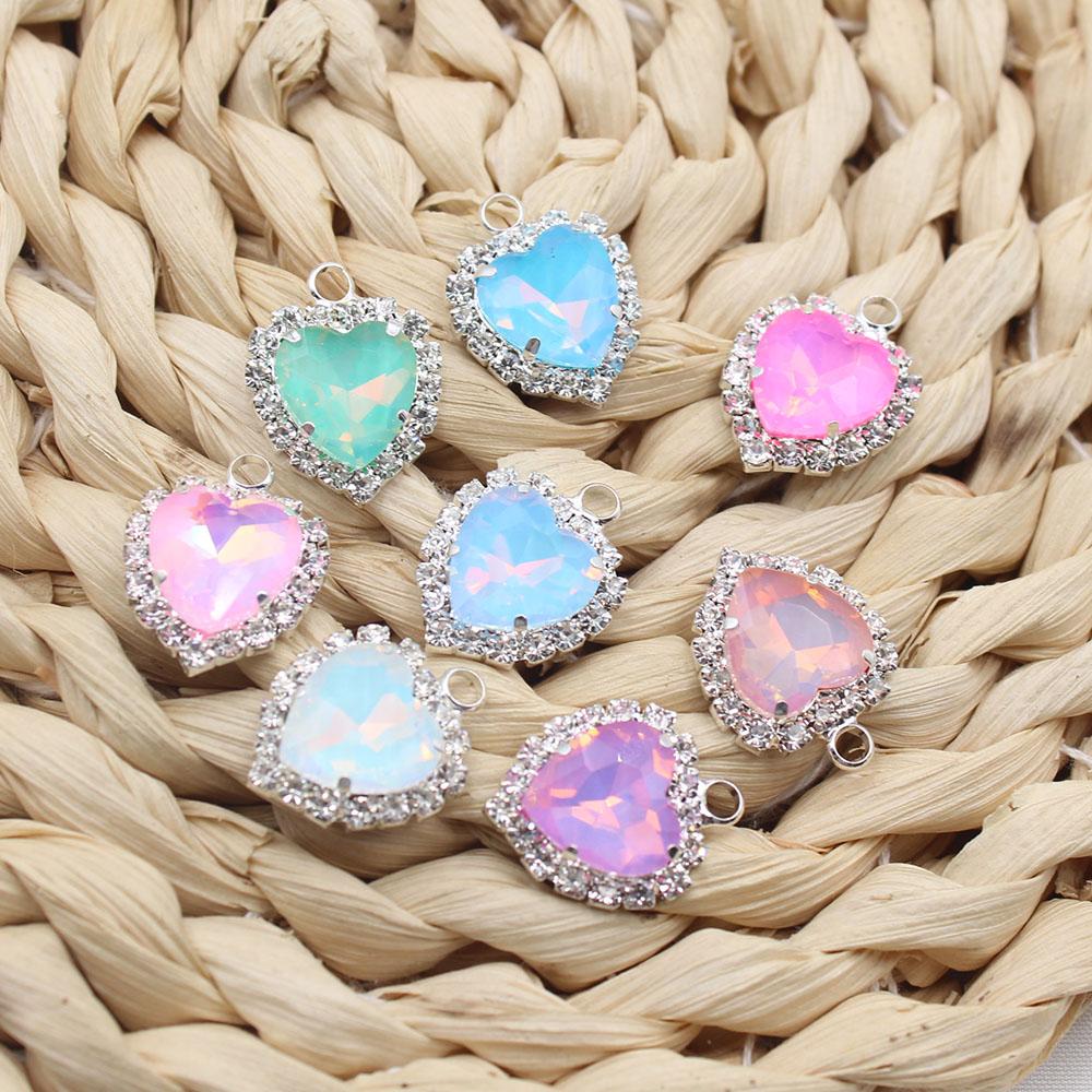 Factory Direct Sales of 10 Pieces of 16 * 20mm Mocha Peach Heart Water Diamond Button Flat Bottom with Loop DIY Clothing Necklac