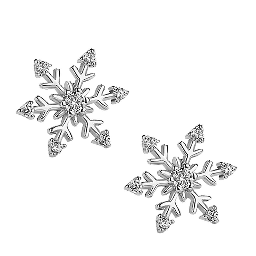 Cercei Stud Fulg de Nea cu Zirconiu Coreean pentru Femei - Cadou Dulce de Crăciun