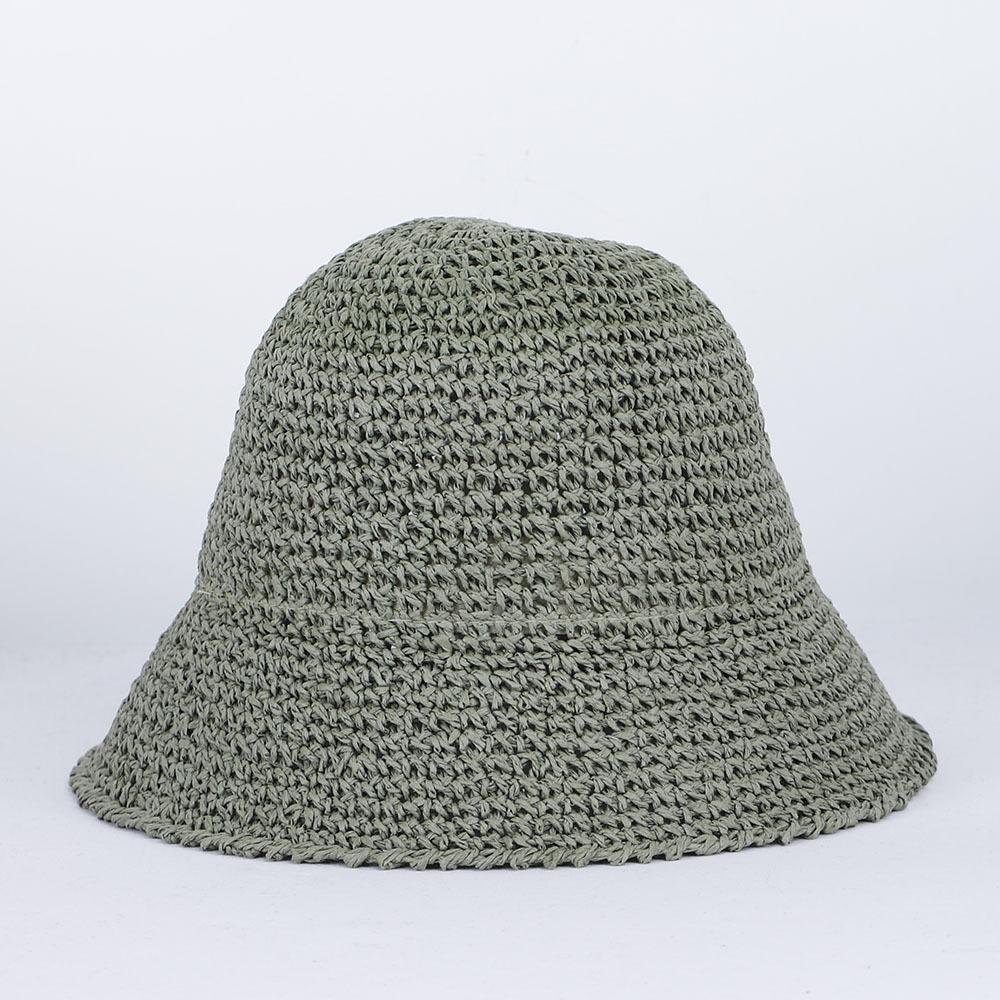 Womens Straw Sun Hat Woven Bucket Hat Fishing Hat Beach Hat Foldable Cap Solid Color Straw Beach Hat Summer
