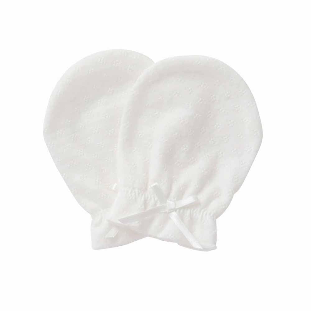 

Made in Japan Baby Jersey Tuck Jacquard with 64903 Mittens, Spring/Summer, Ribbon, (White)