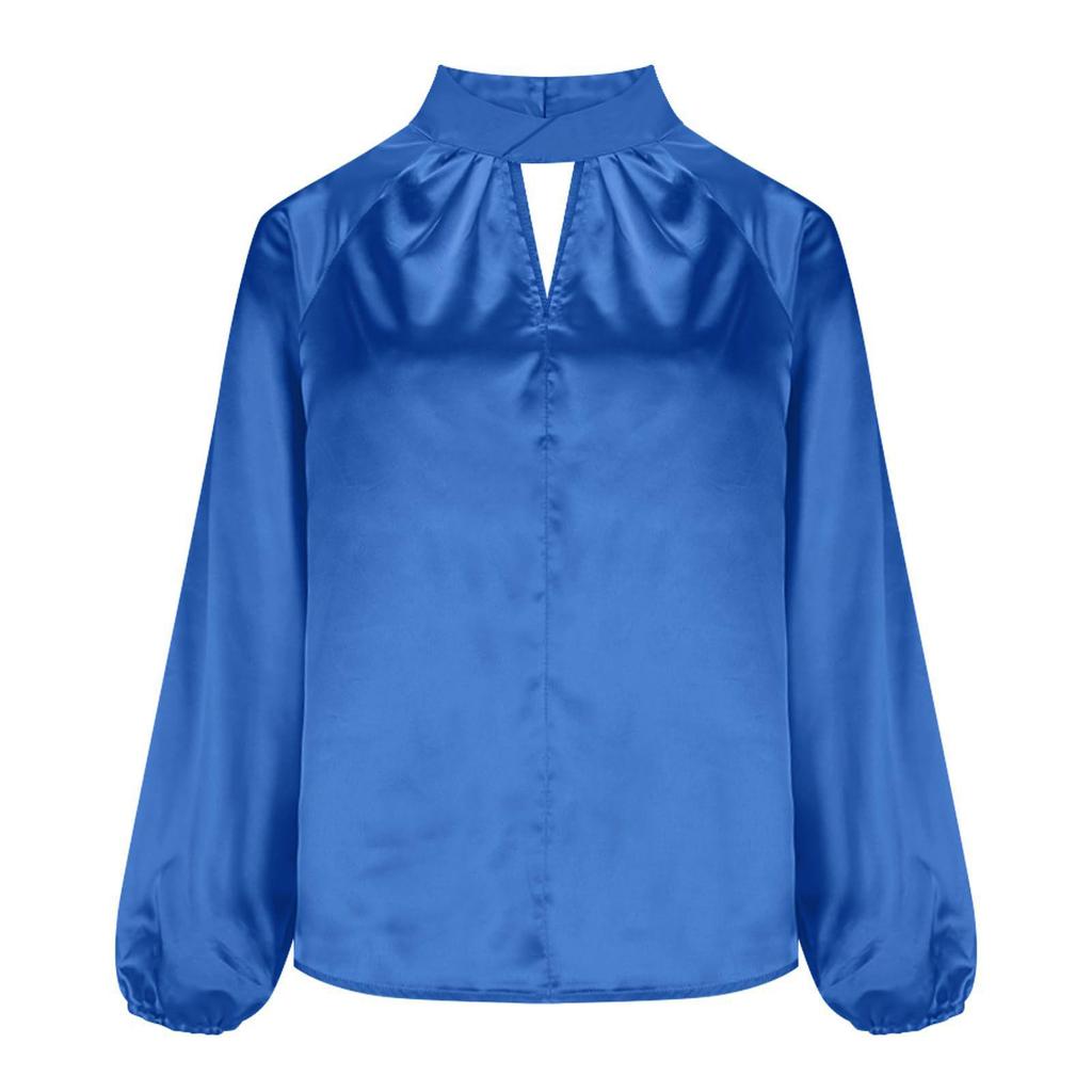 2025 New Satin Silk V-neck Long Sleeve Women's Loose Top