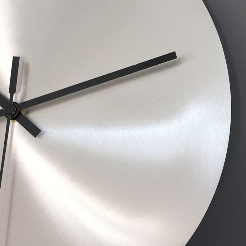 Round Silvery Silent Wall Clocks Industry Numberless Living Room Wall Watch Stainless Steel Panel Modern Simple Home Decor