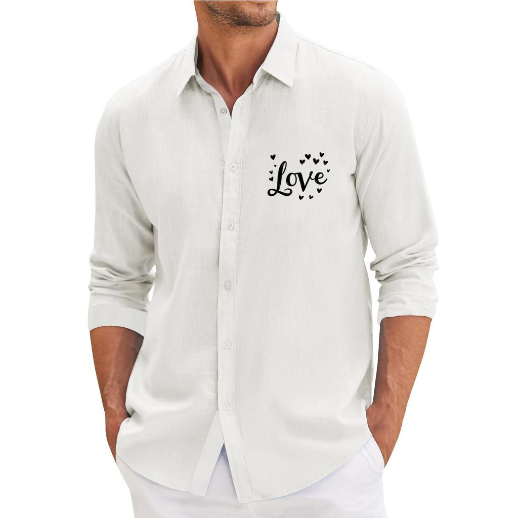 Męska koszula z długim rękawem, luźna, swobodna, z modnymi klapami