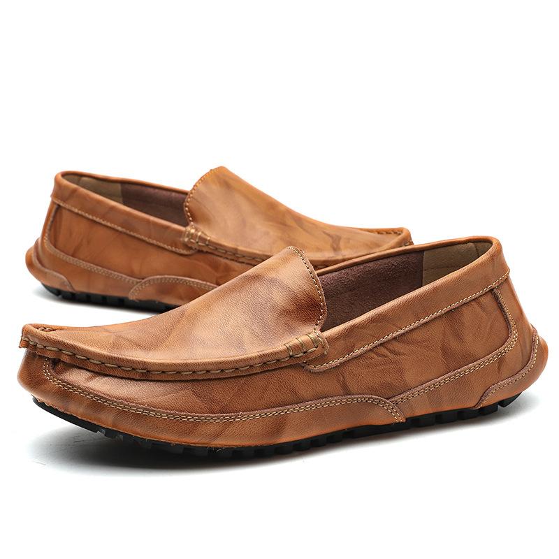 Fashion Cowhide Men's Casual Leather Shoes Soft Soled Anti Slip and Wear-resistant Men's Driving Shoes Loafers Shoes