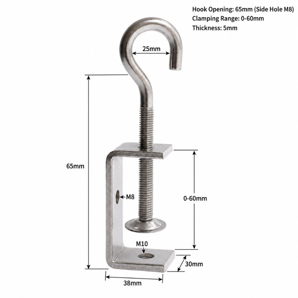 Pull Ring C-clamp 304 Stainless Steel Fixed Holder Clip Square Clamp Hardware Fasteners