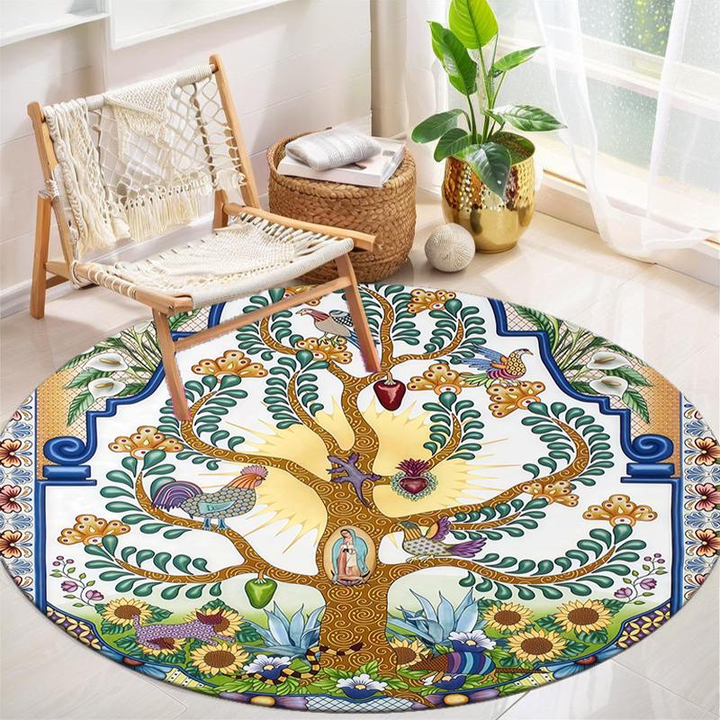 

1Pc Tree of Life Circular Print Rug - home decoration Carpet For Living Room Bedroom Flooring Computer Chair Area Rug 80x80cm( 31x31in)