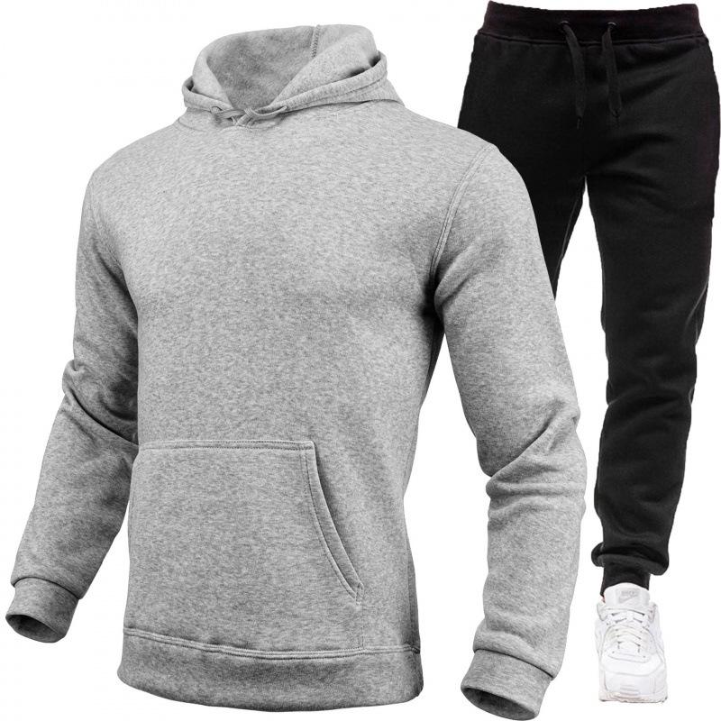 Men's Fashion Fleece Hoodie Sports Set
