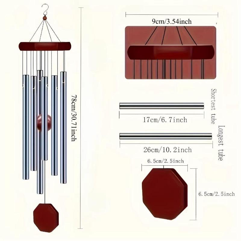 1pc Memorial Wind Chime Outdoor Large Deep Tone,Wind Chime Outdoor Sympathy Wind-Chime with 6Tuned Tubes For Garden Patio Balcony.