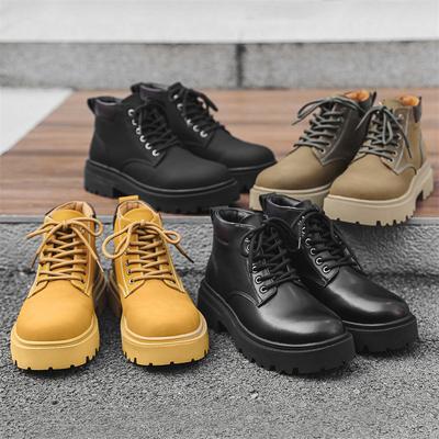 Herbst vielseitige Rhabarberstiefel Plateau Werkzeugstiefel großer Kopf Lederschuhe Herrenmode lässige Martin Stiefel 66591-J