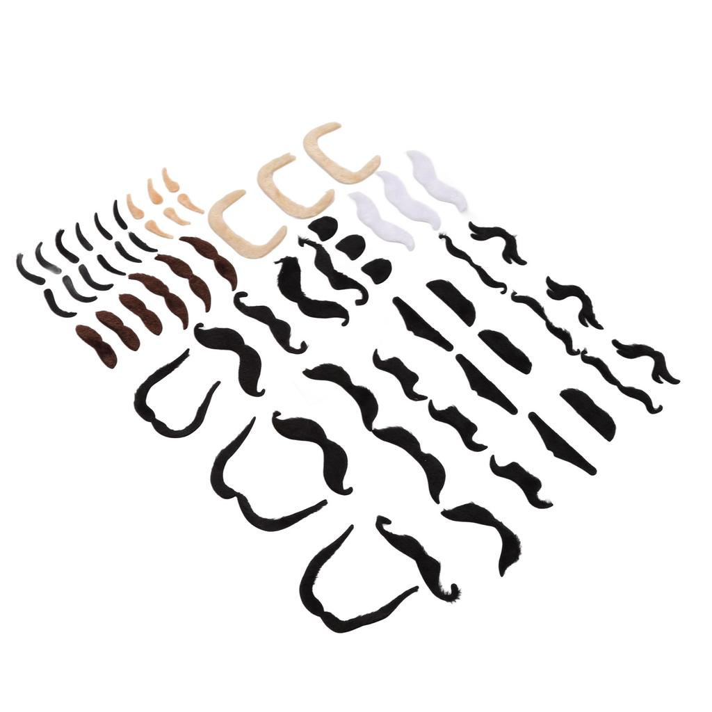 Conjunto Sobrancelha Barba Falsa Flanela Curta Sobrancelha e Bigode Artificiais com Adesivo nas Costas para Festa Temática