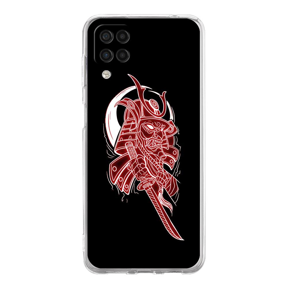 Samurai Oni Mask Neon Phone Case For Samsung Galaxy A51 A71 A21S A12 A11 A31 A41 A03S A13 A33 A73 A53 A52 A32 5G A23 Clear Cover