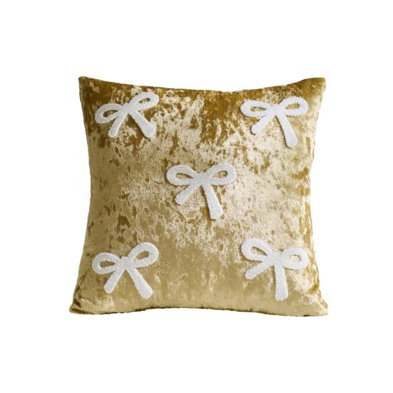Throw Pillowcase Velvet Soft Decorative Cover Bow Pattern Multiple Sizes Cushion Case Sofa Bedroom Chair