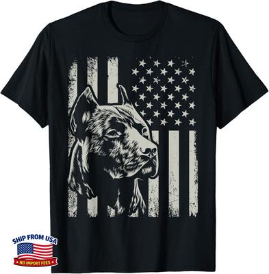 Funny Proud Patriotic Pit Bull Owner Lover American Flag Gift Unisex T-Shirt