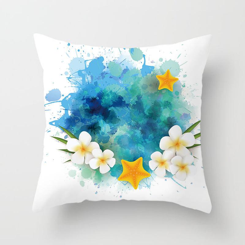 Home Decor Colorful Watercolor Floral Summer Holiday Pillows Pattern Cushion Cover Suitable for Sofa Bedroom Car Pillow Cover