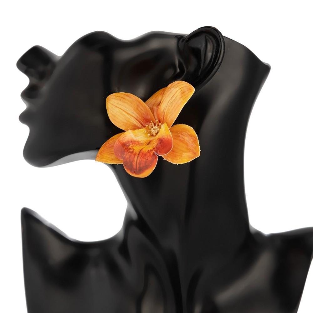 Orchid Clavicle Chain Cloth Simulation Flower Earrings Fashion Flower Necklace  Charm