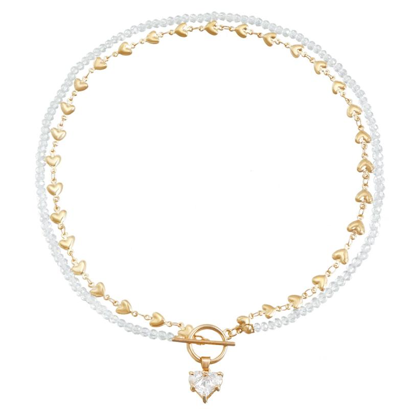 

Винтажное черное геометрическое ожерелье с подвеской в форме сердца из хрустальной цепочки для женщин, модный бохо-стиль, ювелирные изделия с цирконом, подарки белый