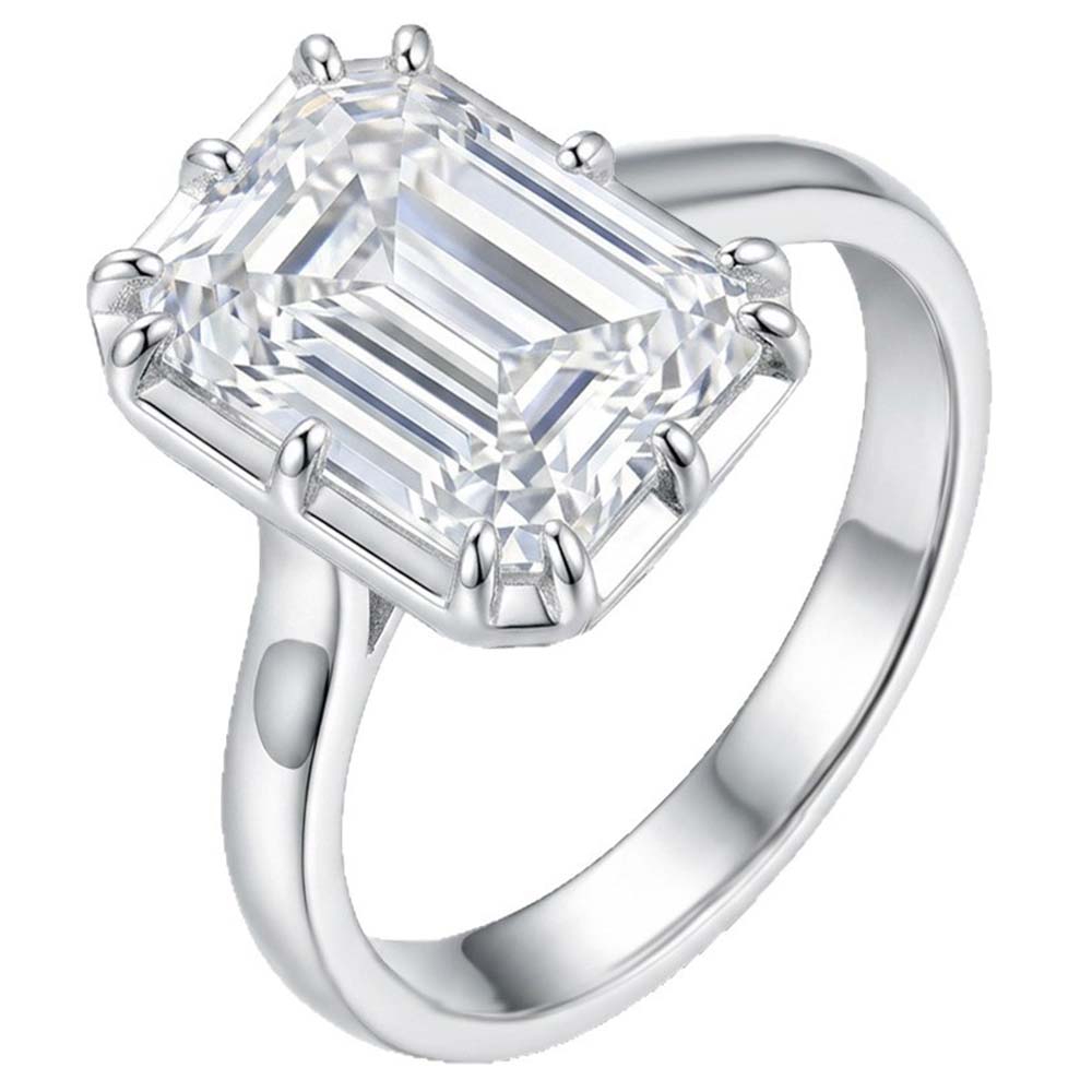 WUIHA Vintage 925 Sterling Silver 10 * 12 MM Emerald Cut VVS1 D Color Real GRA Moissanite Diamonds Gemstone Ring Fine Jewelry