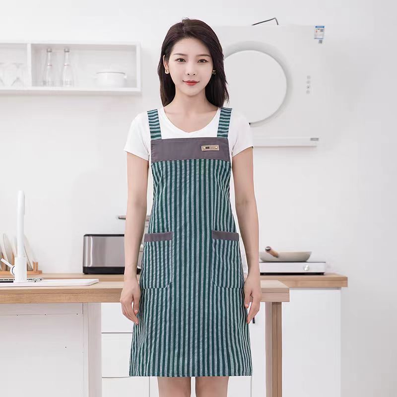 Korean Version Cotton and Linen Apron for Women Cute Kitchen Home Cooking Breathable Apron Fashionable Work Clothes Chef Apron
